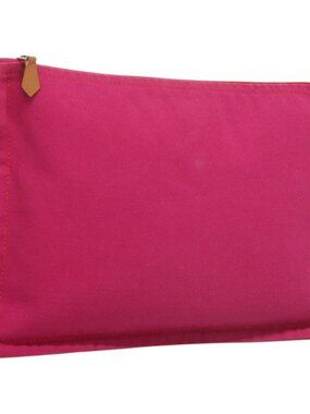HERMES Bora Bora Pouch MM Pouch Canvas Pink Silver Auth ac3752